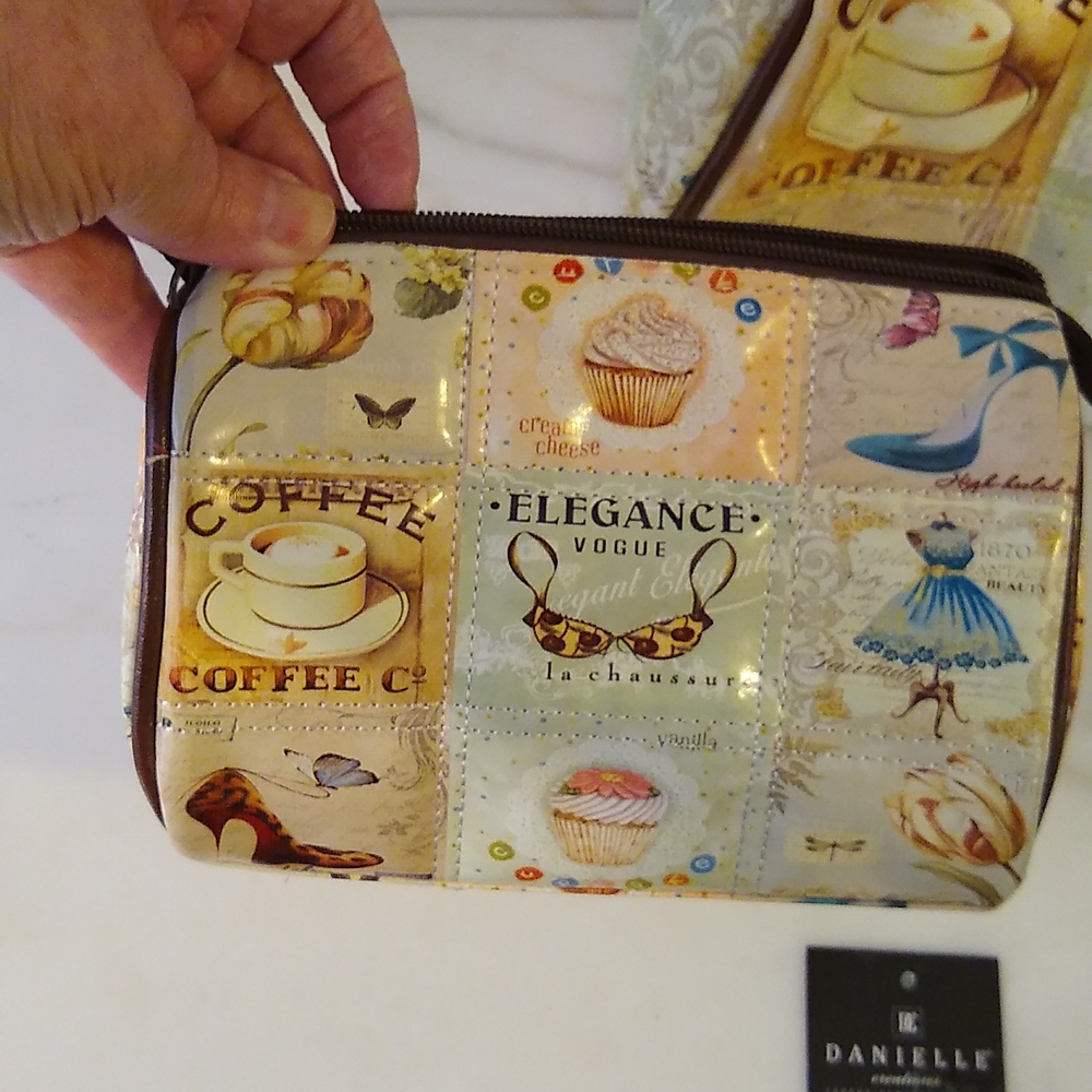 3/$12 Women's Elegant Coffee Print Bag Set - Brown and Cream - Picture 5 of 9